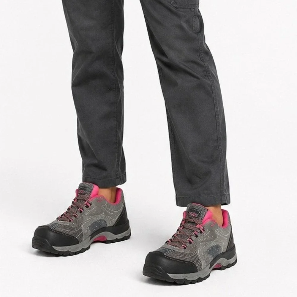 Brahma Women's Lady Liberty Sarah Steel Toe Safety Work Shoes Pink Gray Size 7.5